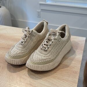 Dolce Vita Cream Woven Sneakers